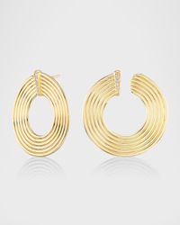 18K Yellow Gold Circle Diamond Earrings