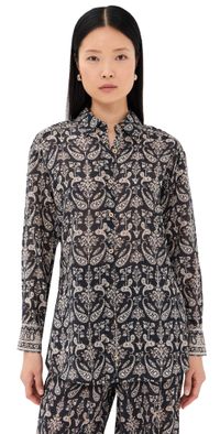 Veronica Beard Lloyd Button Down Black multi 10