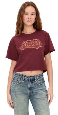 State & Lake Only Here For The Snacks T-Shirt Burgundy XXS