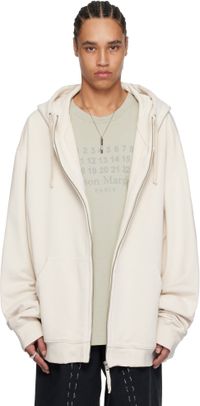 Maison Margiela Beige Embroidered Logo Hoodie