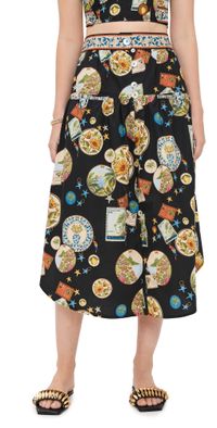 FARM Rio Trip Souvenir Black Mixed Buttons Midi Skirt Trip Souvenir Black XXS
