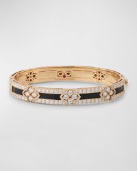 18K Rose Gold Black Jade Bracelet with Diamond Edge