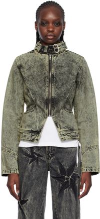 Masha Popova Gray Racing Denim Jacket