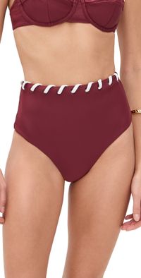 SIMKHAI Milou High Waisted Bikini Bottoms Oxblood Multi M