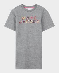 Girl's Jeweled Logo Short-Sleeve Cotton Dress, Size 8-14