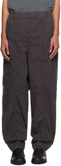 GANNI Pantalon de détente gris à logo brodé