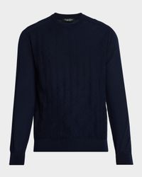 Men's Cashmere and Silk Diamond Jacquard Crewneck Sweater