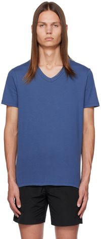 TOM FORD T-shirt bleu à col en V