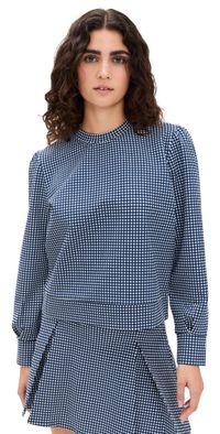 Addison Bay Beta Bow Pullover Navy Gingham XS