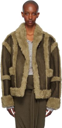 OPEN YY Brown Paneled Faux-Shearling Jacket