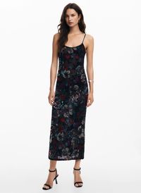 Desigual - Robe longue combinée fleurie - Taille XL - Noir