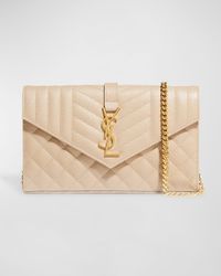 Envelope Triquilt YSL Wallet on Chain in Grained Leather