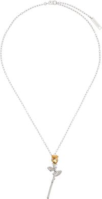 AMBUSH Silver Rose Charm Necklace