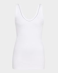 Monili Scoop-Neck Flat Cotton Rib Tank Top