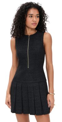 alice + olivia Ellis Box Pleat Mini Dress Black 8