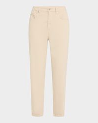 Garment Dyed Twill Tapered-Leg Jeans With Monili Trim