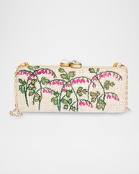 Alessandra Flower-Embroidered Long Clutch Bag