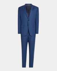 Men's Micro-Plaid Wool-Blend Suit