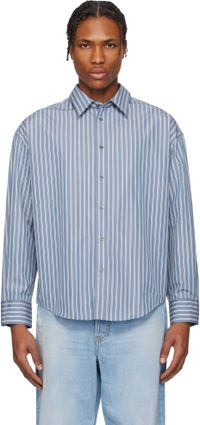 AMI Paris Blue Cotton Boxy Fit Shirt