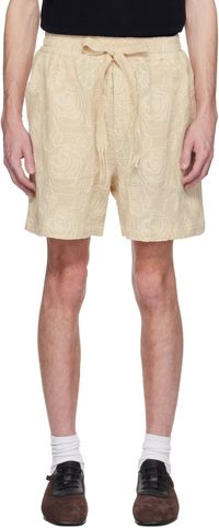 CMMN SWDN Beige Enzo Embroidered Shorts