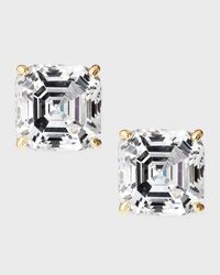14K Yellow Gold 5ct Asscher Stud Earrings