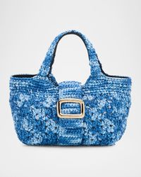 Grand Viv Choc Crochet Raffia Top-Handle Bag