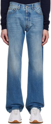Maison Margiela Jean bleu à fermoir à agrafes et œillets