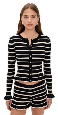 Seven Wonders Donna Long Sleeve Knit Top Black/Cream L