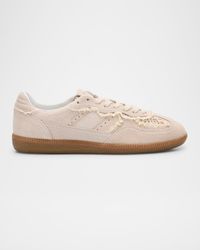 TB.490 Suede Crochet-Trim Sneakers