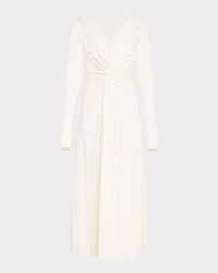Twisted Long-Sleeve Midi Dress