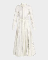 Galway Striped Silk Belted Midi Shirtdress