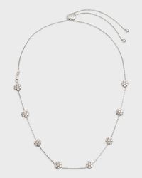 18K White Gold 8-Flower Necklace w/ Diamonds