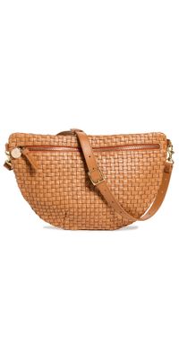 Clare V. Grande Belt Bag Natural Woven Checker One Size