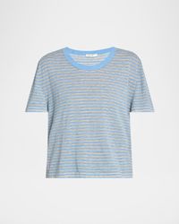 Jansu Striped Short-Sleeve Cotton-Cashmere Top