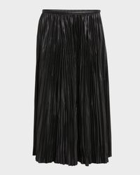 Rosalyn Pleated Faux-Leather Skirt