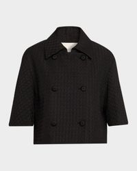 Double-Breasted Houndstooth Jacquard Jacket