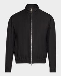 Men's Linen, Wool and Silk Full-Zip Blouson Jacket