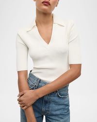 Emily Ribbed Polo Top