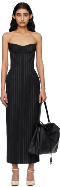 Jean Paul Gaultier SSENSE Exclusive Black 'The Long Bustier' Midi Dress