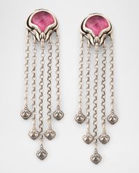 Ivy Rock Crystal, Strawberry Quartz and MOP Triplet Dangle Earrings
