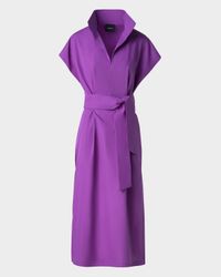 Short-Sleeve Belted Midi Shirtdress