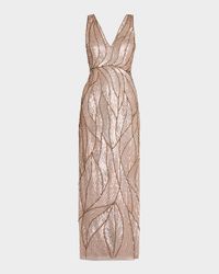 Sleeveless Bead & Sequin Column Gown