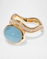 18K Yellow Gold Aurora Statement Ring with Diamonds and Aquamarine