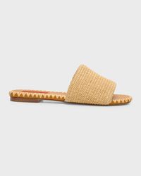 Salerno Raffia Flat Slide Sandals