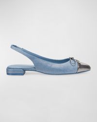 Sleek Denim Bow Slingback Ballerina Flats