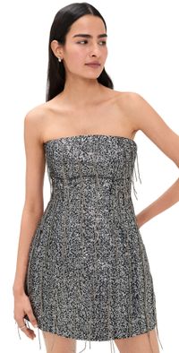 BARDOT Karoline Tassel Mini Dress Black Silver 8
