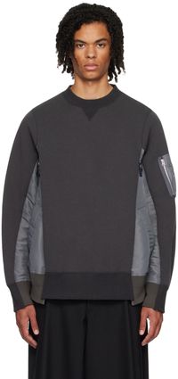sacai Pull molletonné rembourré gris