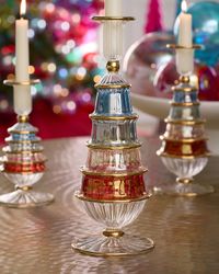 11" Tree-Shaped Glass Candle Holder