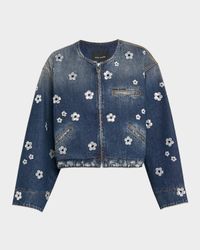Daisy Sequined Denim Crop Jacket