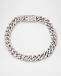 18K White Gold Cuban Diamond Chain Link Necklace, 8.00tcw